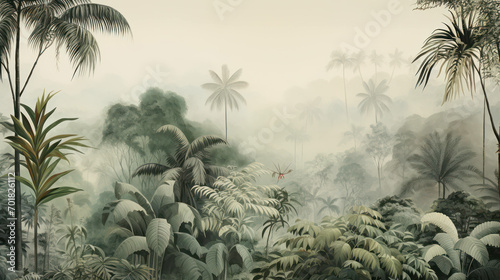 Tropics trees background green forest nature © VICHIZH