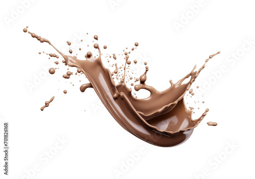 Chocolate milk splash isolated on transparent background. PNG file, cut out