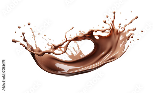 Chocolate milk splash isolated on transparent background. PNG file, cut out