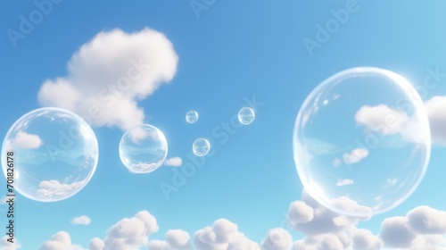 Soap bubbles floating in the sky