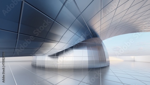 Fototapeta Naklejka Na Ścianę i Meble -  Futuristic minimalist architecture 3d render