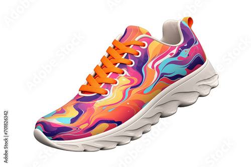 Colorful running sneakers isolated on transparent background. PNG file, cut out
