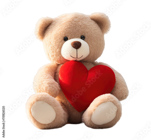 Teddy bear holding a red heart isolated on transparent background. PNG file, cut out ©  Jannatul Koraise