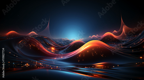 abstract colorful glowing wavy perspective with fractals and curves background 16:9 widescreen wallpapers photo
