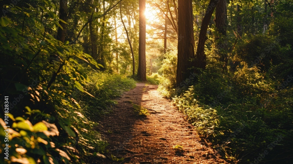 Obraz premium Sunlight Filtering Through Forest Canopy