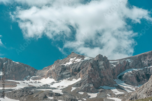 Bolkar mountains from various angles green colored nature flowing water lakes cloudy sky and steep sharp rock forms