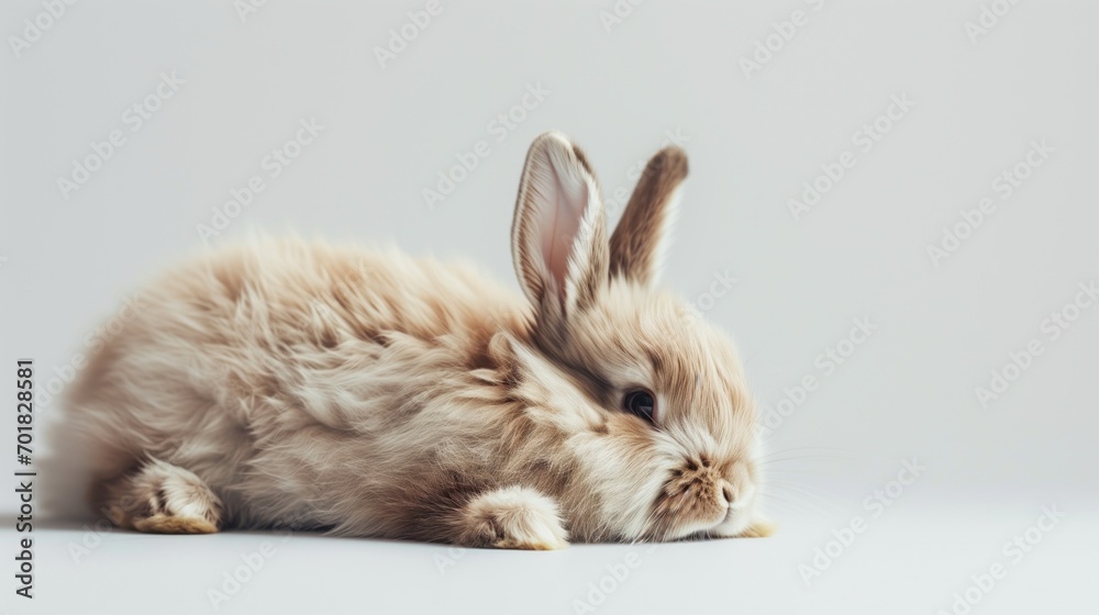 Obraz premium Baby easter white rabbit on white background