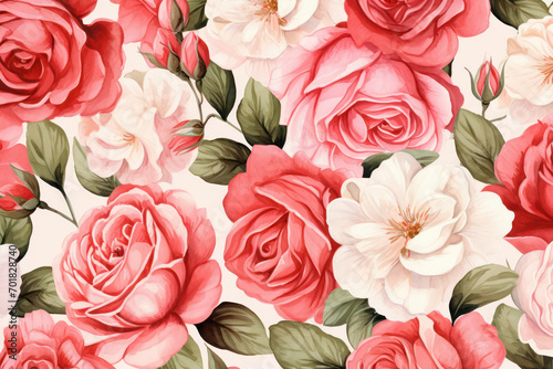 Seamless leaf background blossom pattern design beauty floral vintage background flower rose spring