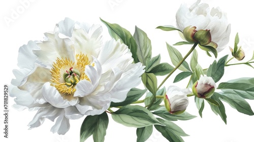 white peony  isolated on clean white background