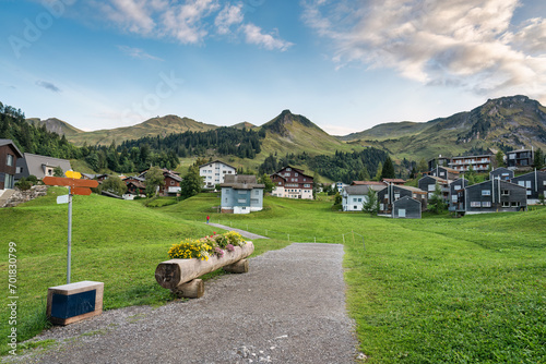 Mountain village of Stoos surrounded by Swiss Alps, in summer at Schwyz, Switzerland photo