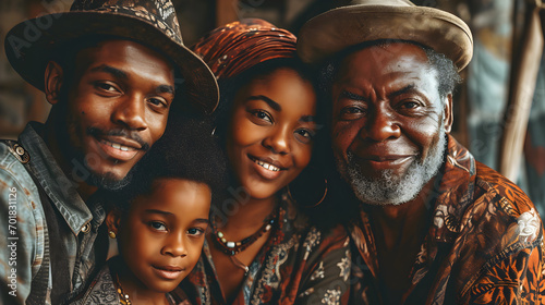 A black family happily smiling for Black History Month, photo