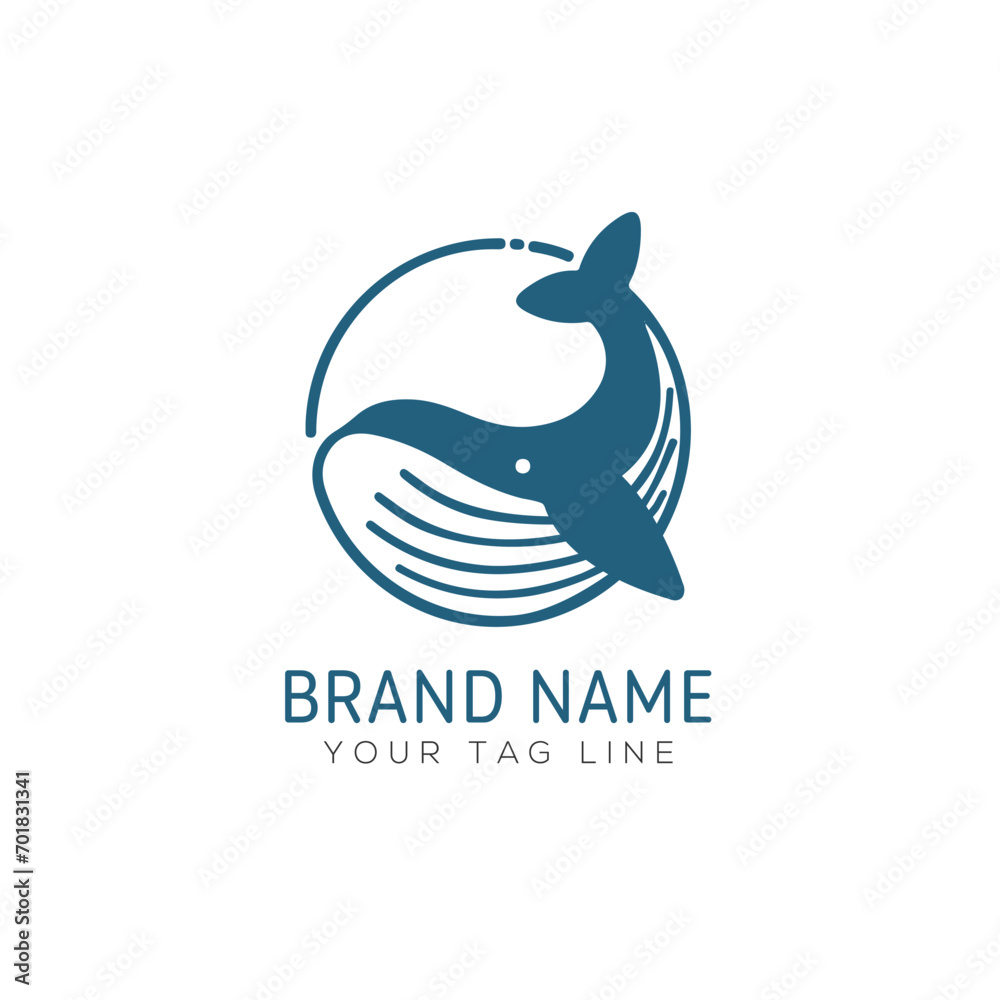 Obraz premium ILLUSTRATION OF A blue whale jumping out of the water. A blue whale logo