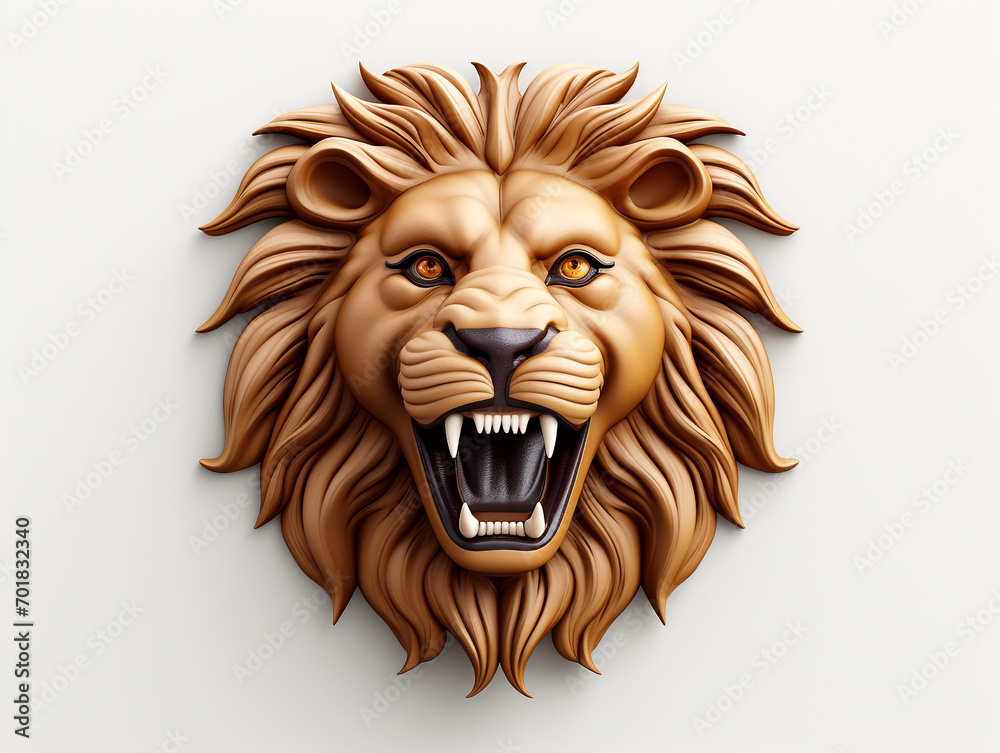 3D Lion Head design on white background