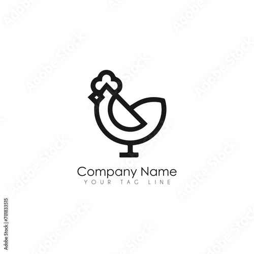 simple chicken icon illustration design, cute hen symbol