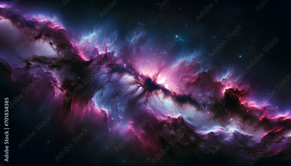 Untamed beauty of a starry nebula contrast of purple and black