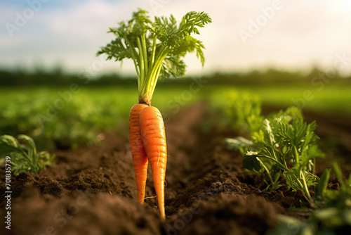 Fresh carrots from the soil that farmers intend to grow to be used as a product and to generate income. Ai generate.