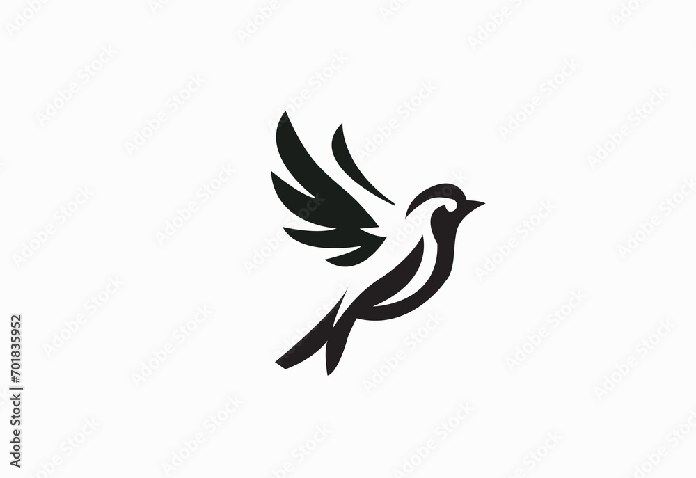 Obraz premium bird vector logo simple black and white background