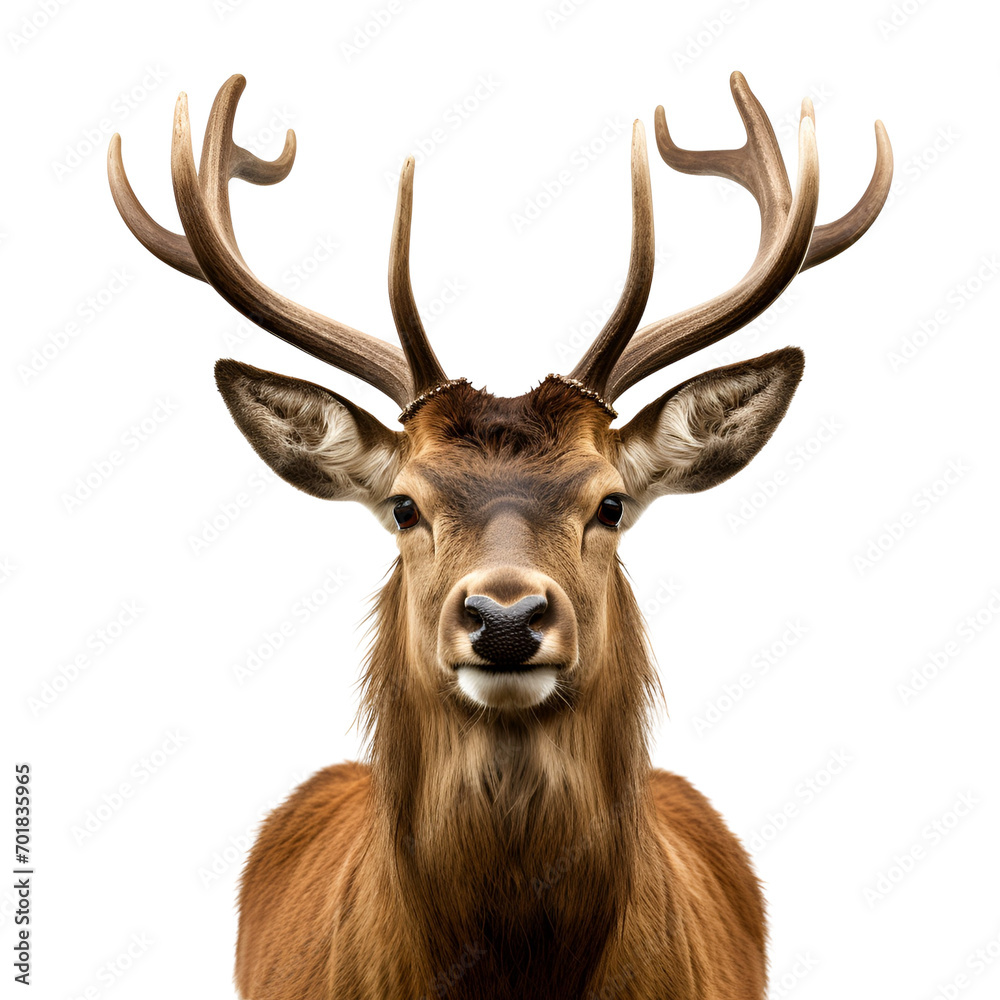 A Detailed Portrait of a Deer Head with Horns, Isolated on Transparent Background, PNG A Detailed Portrait of a Deer Head with Horns, Isolated on Transparent Background, PNG