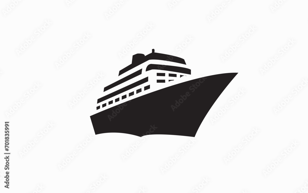 cruise ship vector logo simple black and white background