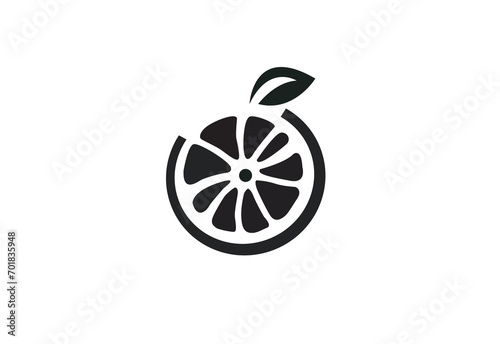 fruit orange vector logo simple black and white background