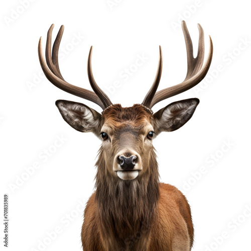 Portrait of a Horned Deer: A Close-Up Head View, Isolated on Transparent Background, PNG © Only Best PNG's