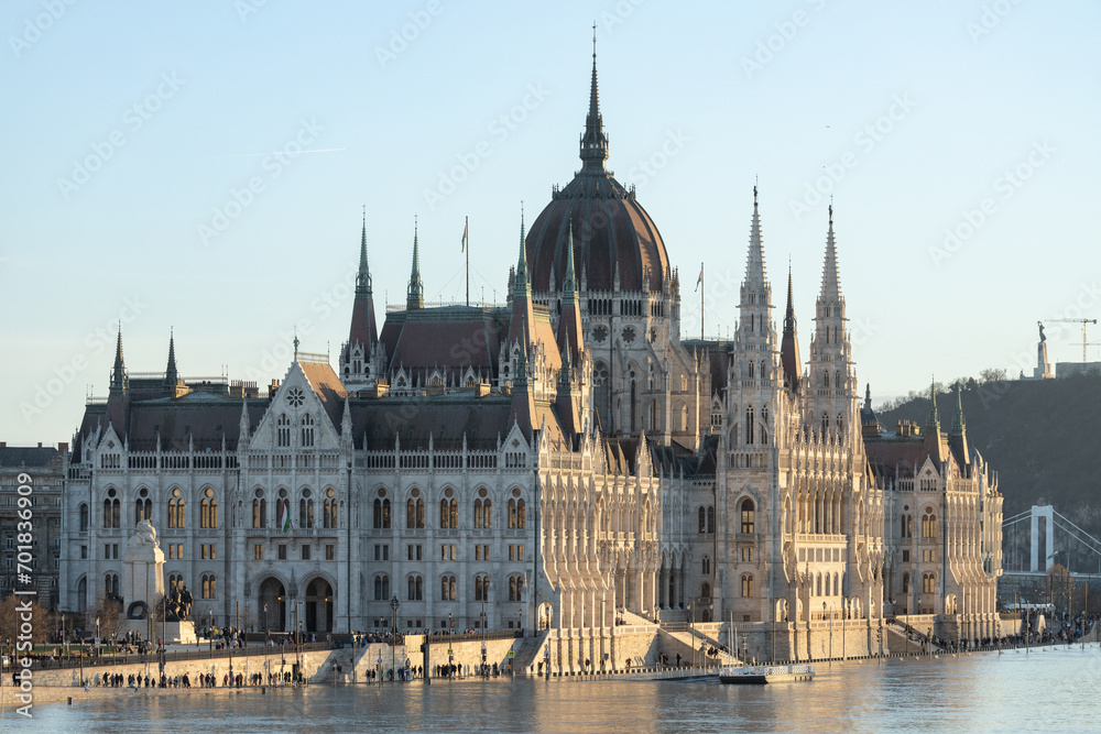 The Danube River overflowed, the shores of Budapest were flooded The Danube River overflowed, the shores of Budapest were flooded