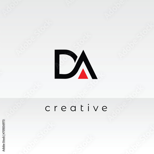Free Download DA Artistic Letter Logo Design with Creative Serif Font in Black and White Colors Vector Illustration - GFXLoad