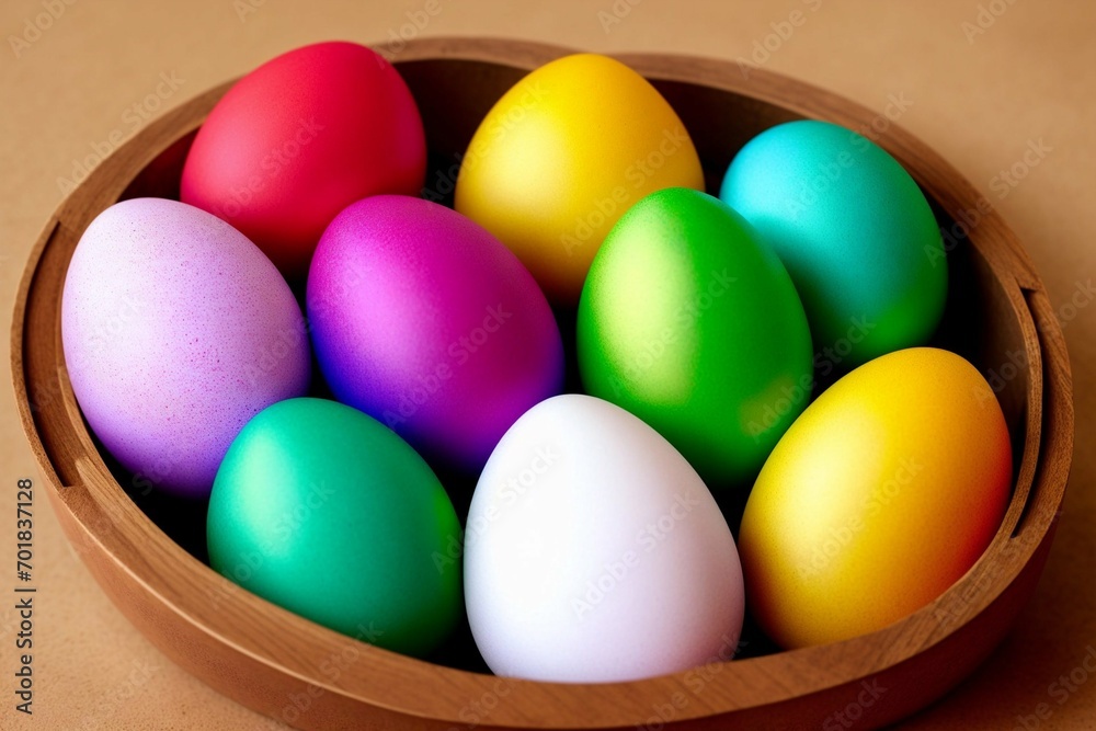 Colorful easter eggs in a basket on green grass background. Colorful easter eggs in a basket on green grass background.
