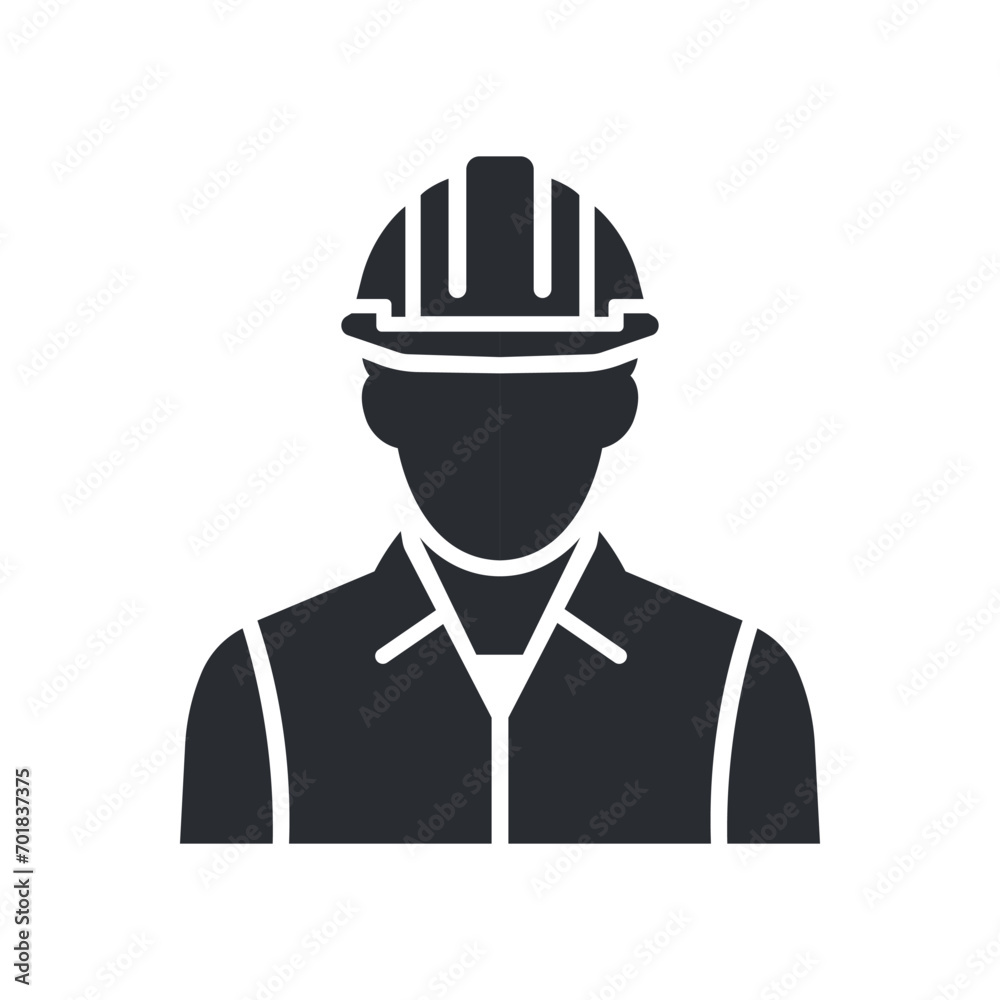 Helmeted worker. Male construction service person profile avatar. Vector illustration Helmeted worker. Male construction service person profile avatar. Vector illustration