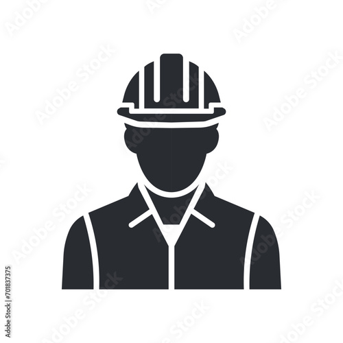 Helmeted worker. Male construction service person profile avatar. Vector illustration