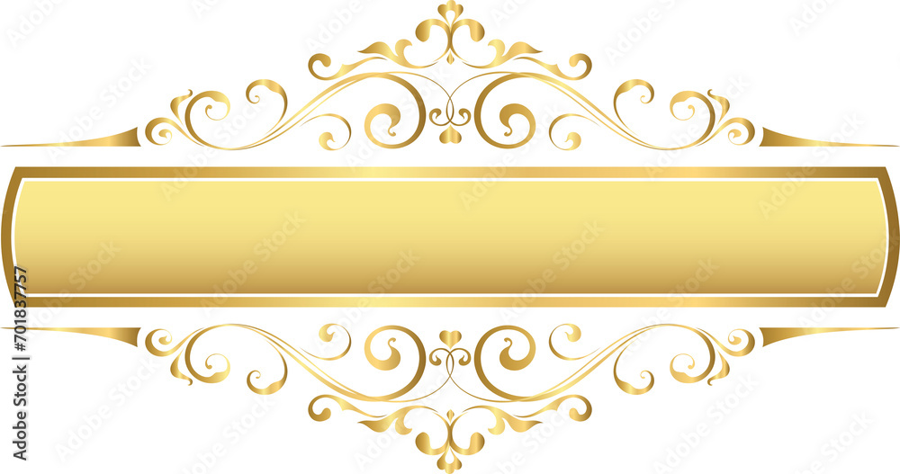 Golden vintage frame, gold decorative luxury ornament frame