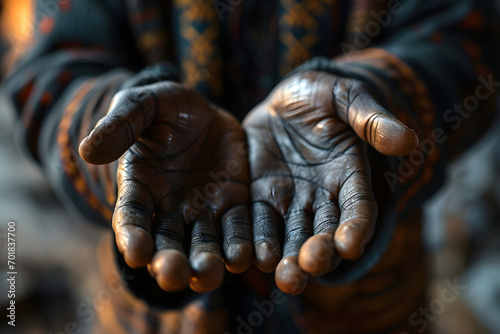 a close-up shot of an unrecognizable person with African American heritage showing their palms, in honor of Black History Month,