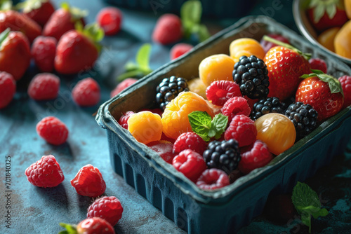 Colorful berries within a bento box