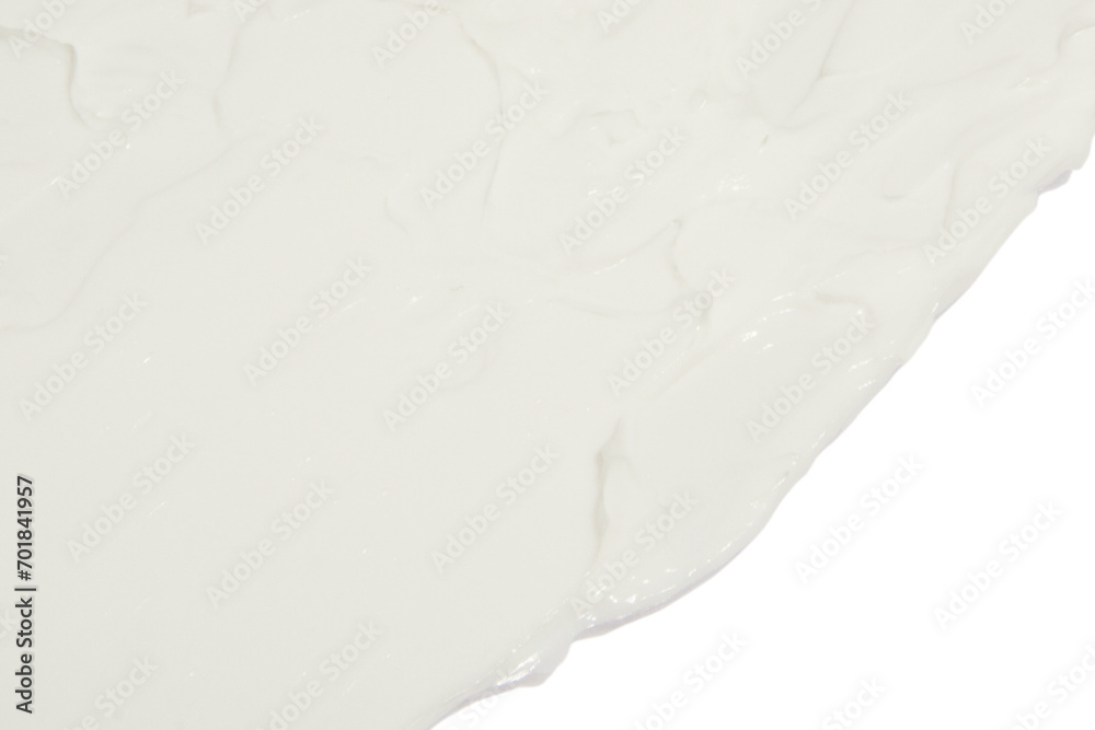 Obraz premium White cosmetic cream smeared on a blank background.