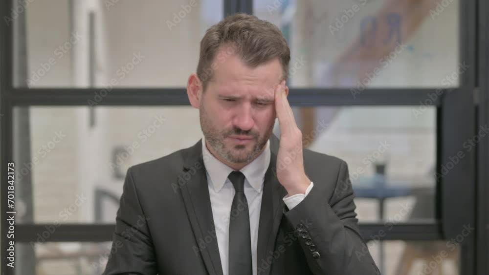 Portrait of Middle Aged Businessman with Headache Portrait of Middle Aged Businessman with Headache