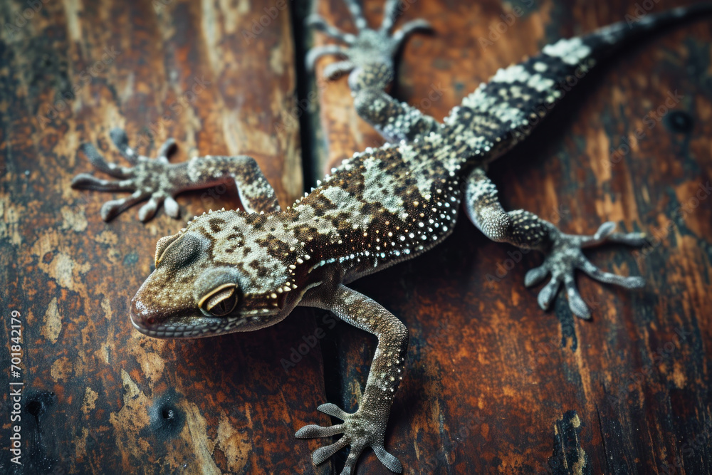 Naklejka premium lizard on a branch