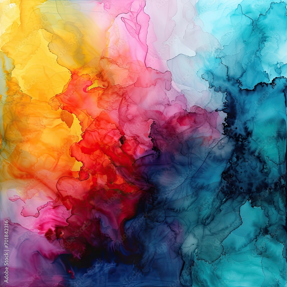 A Fluid and Colorful Abstract Watercolor Wash combine Background Blending Vibrant Hues in a Dreamy Artistic Pattern - Colorful Watercolor Wallpaper created with Generative AI Technology