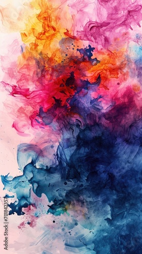 A Fluid and Colorful Abstract Watercolor Wash combine Background Blending Vibrant Hues in a Dreamy Artistic Pattern - Colorful Watercolor Wallpaper created with Generative AI Technology