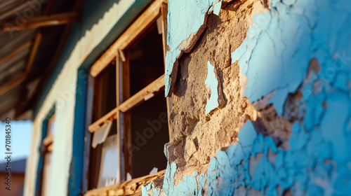 Peeling Paint on Abandoned Building Facade