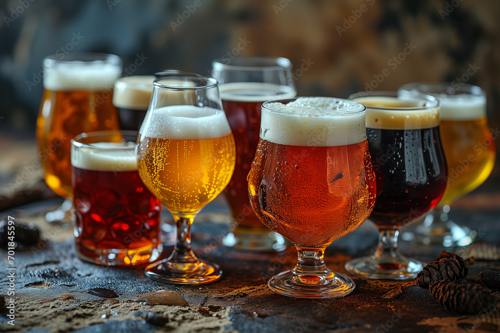 Assortment of Craft Beers in Various Glasses Assortment of Craft Beers in Various Glasses