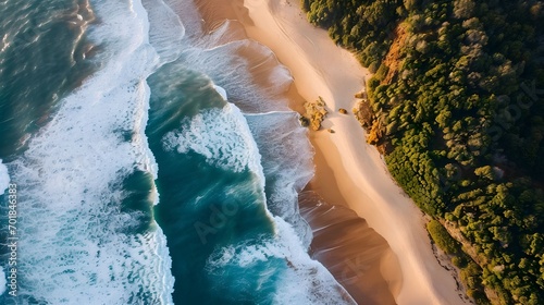 drone view of beach and sea