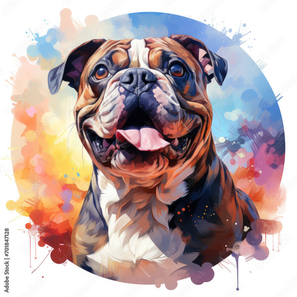 watercolor English Bulldog clipart, Generative Ai
