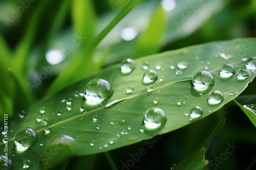 Close-up photo of a blade of grass with water droplets