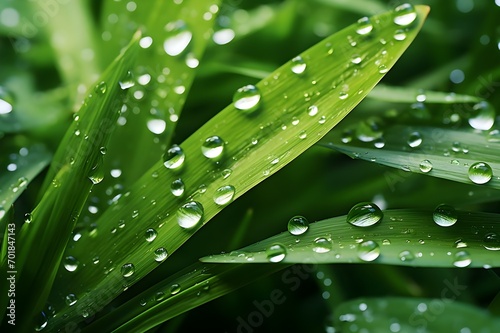 Close-up photo of a blade of grass with water droplets