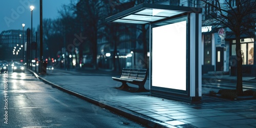Bus Stop Billboard Mockup: Blank Advertising Space for Your Message
