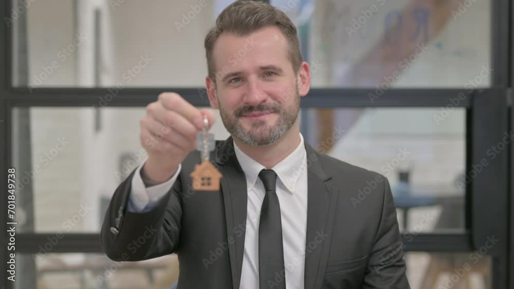 Portrait of Real Estate Agent Showing Home Keys Portrait of Real Estate Agent Showing Home Keys