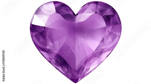 Valentine's day, purple heart, diamond cut, isolated on white transparent background, generative ai photo