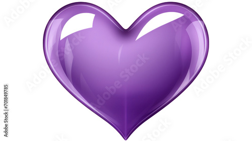 Valentine's day, purple heart made of glass, isolated on white transparent background, generative ai