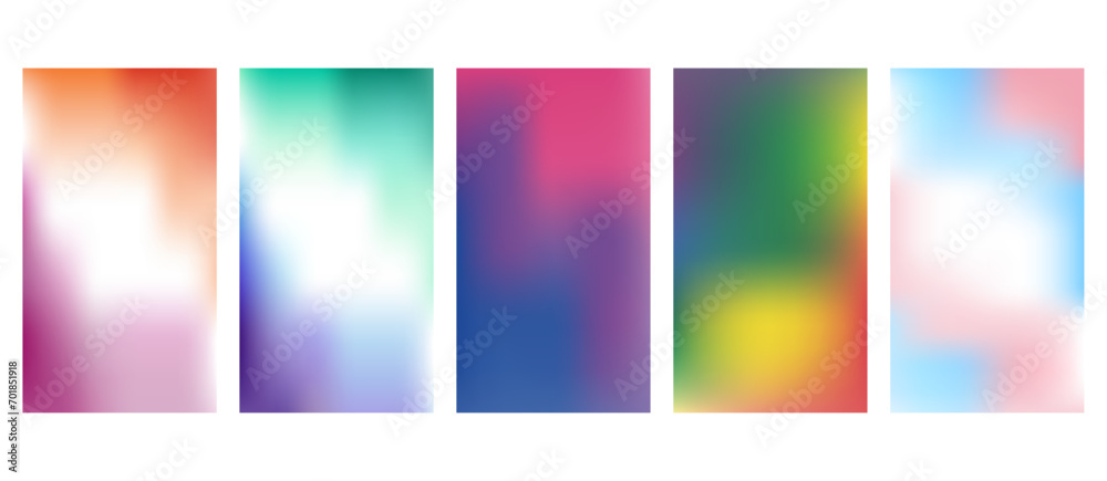 Set of posters with LGBTQ colours blurred gradient background. Instagram stories template in trendy y2k aesthetic. Design for social media. Vector illustration