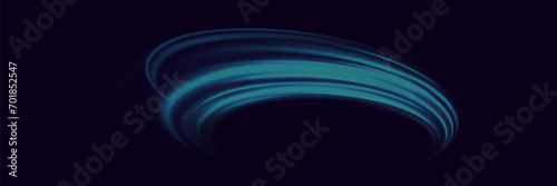 The effect of high-speed light trails. Futuristic dynamic motion technology. Neon glowing lines.